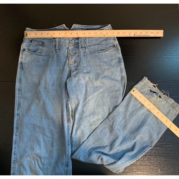 Vintage Y2K‎ Repair Branded Distressed Denim Jeans 5 Button Fly Women's 7/8 - Picture 13 of 14